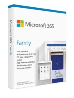 microsoft office 365 family abbonamento 1 anno 12 mesi licenza license digital key