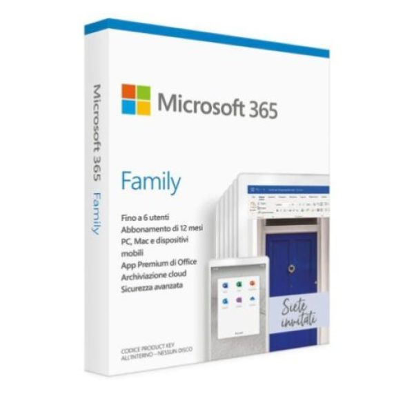 microsoft office 365 family abbonamento 1 anno 12 mesi licenza license digital key